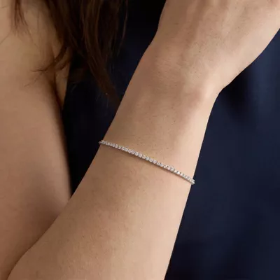 Lab Diamond Tennis Chain Silver Bracelet (1 ct. tw.)