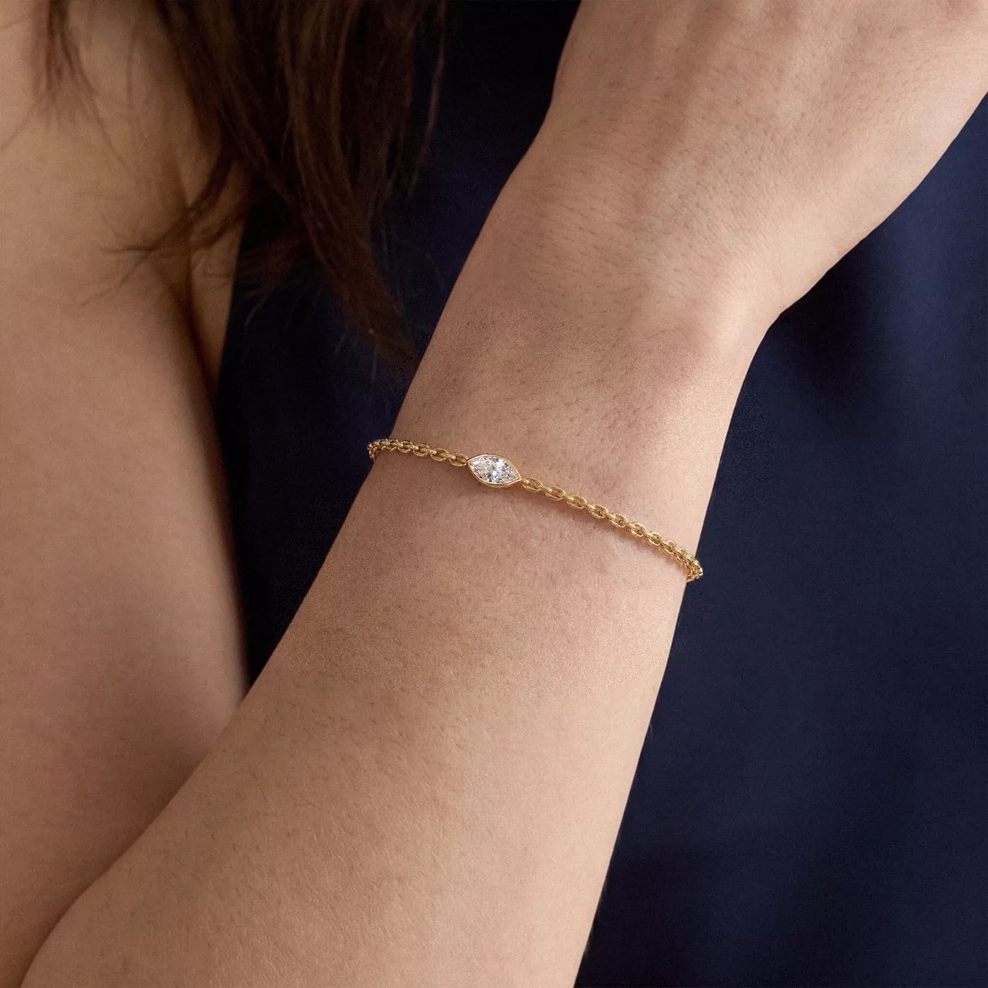 Maravina Bezel Lab Diamond Silver Bracelet by Christian Siriano