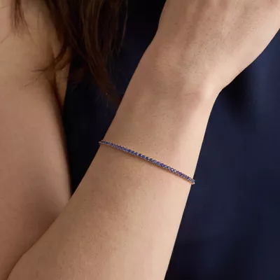 Lab Sapphire Tennis Chain Vermeil Bracelet (1.45 ct. tw.)