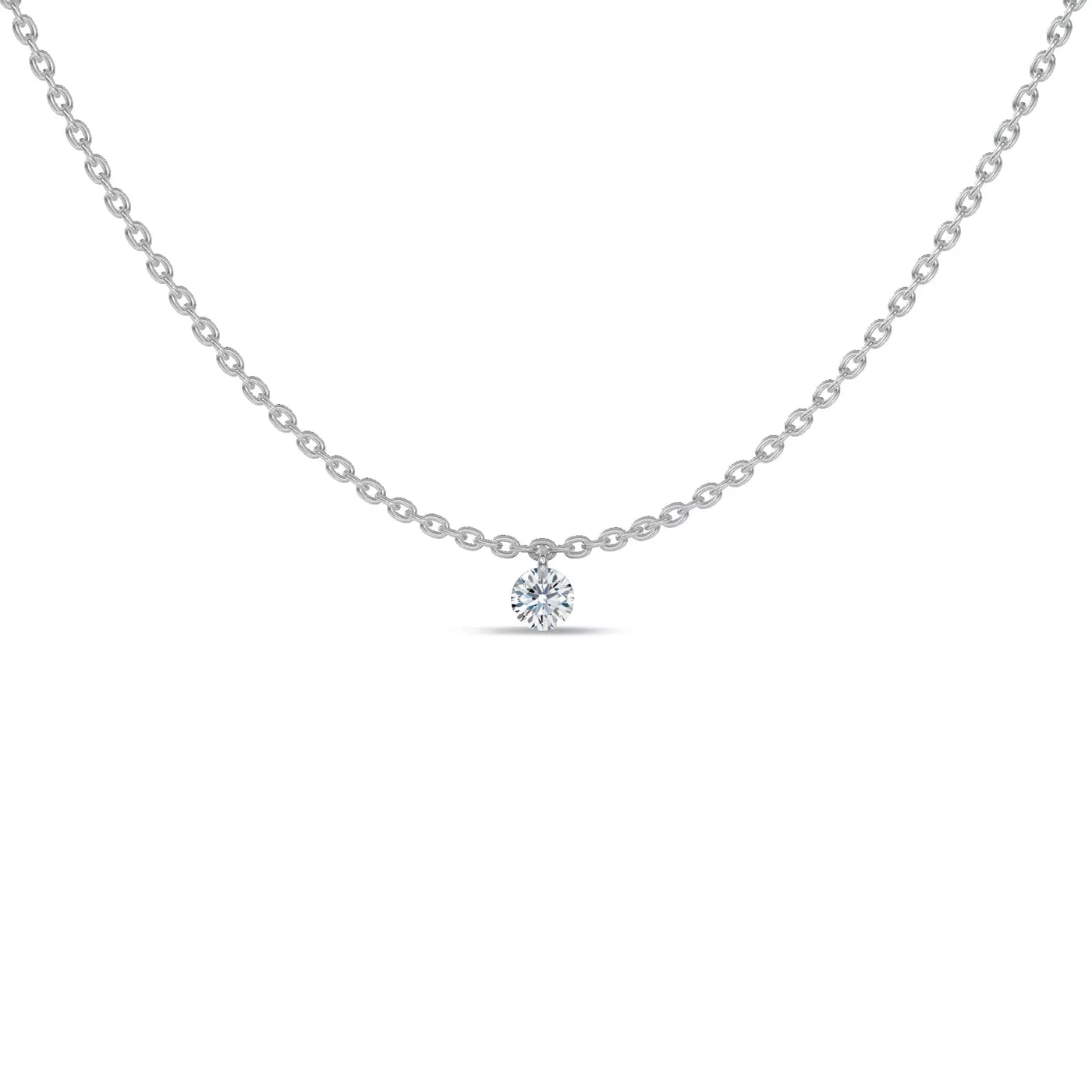 Diamond Station Design 14K White Gold Engagement Ring