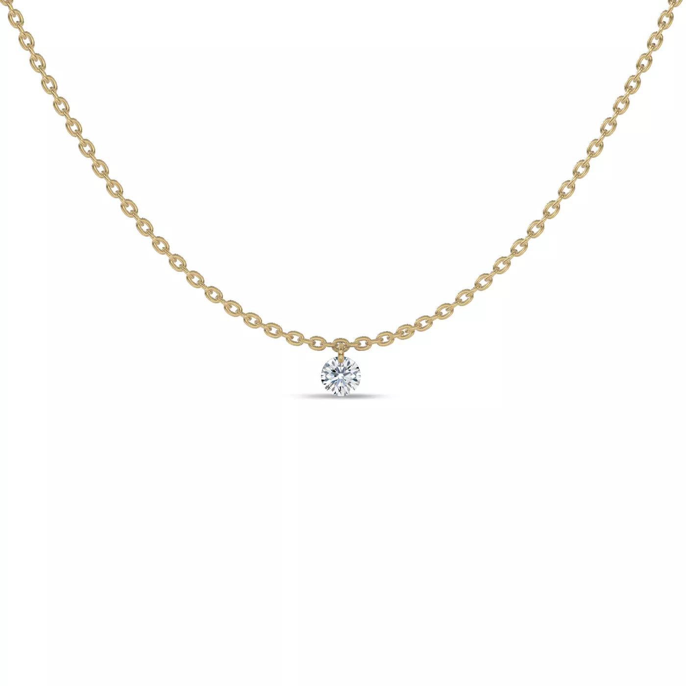 Diamond Station Design 14K Yellow Gold Engagement Ring