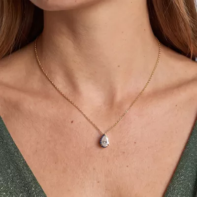 Lab Sapphire Sweep Pendant by Christian Siriano (1 ct. tw.)
