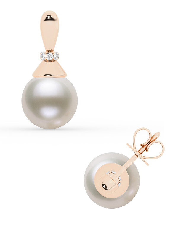 Sculpted Lab Diamond & Freshwater Pearl Earrings