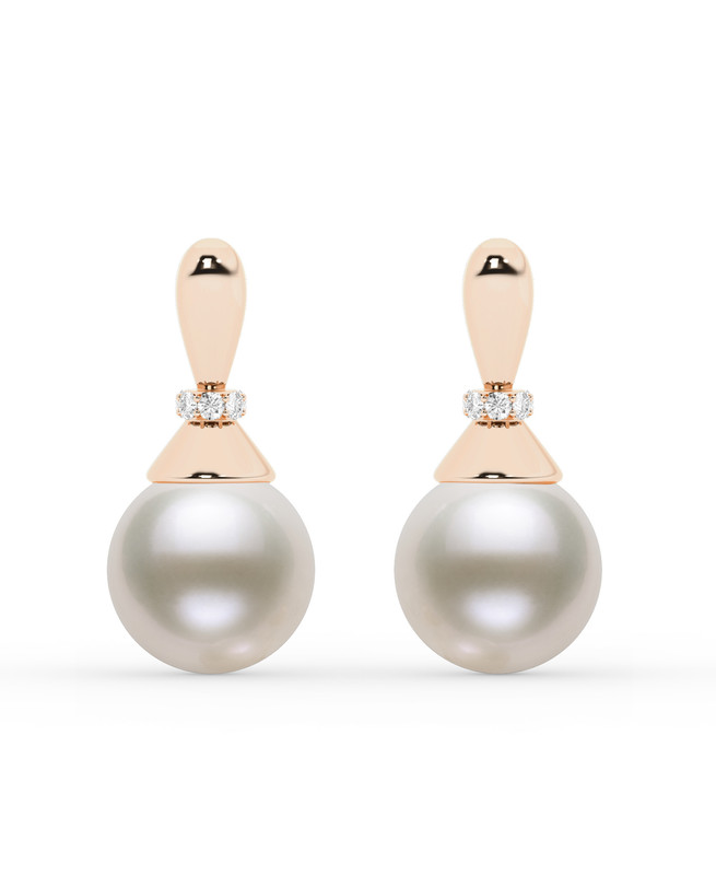 Sculpted Lab Diamond & Freshwater Pearl Earrings
