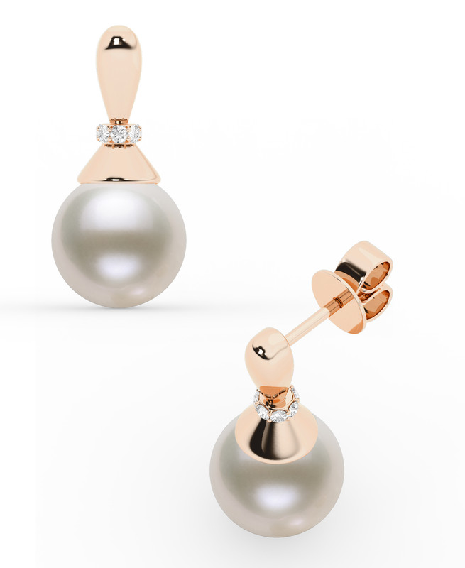 Sculpted Lab Diamond & Freshwater Pearl Earrings