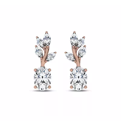 Hayden Curved Vine Oval Lab Diamond Earrings
