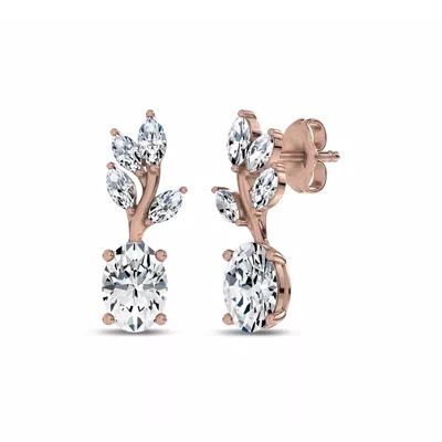 Hayden Curved Vine Oval Lab Diamond Earrings