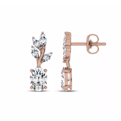 Hayden Curved Vine Oval Lab Diamond Earrings
