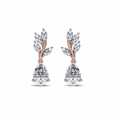 Hayden Curved Vine Pear Lab Diamond Earrings