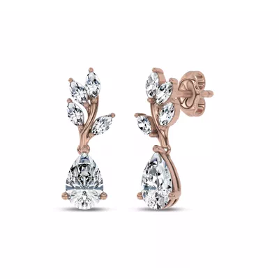 Hayden Curved Vine Pear Lab Diamond Earrings