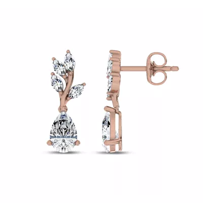 Hayden Curved Vine Pear Lab Diamond Earrings