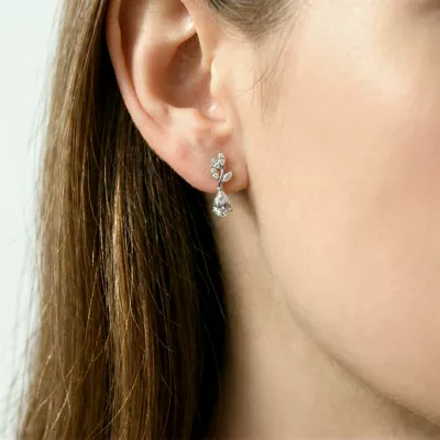 Hayden Curved Vine Pear Lab Diamond Earrings