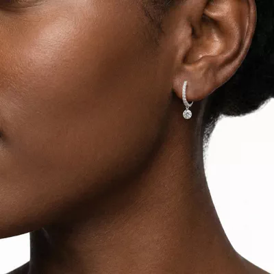 Floating Lab Diamond Pavé Drop Hoop Earrings