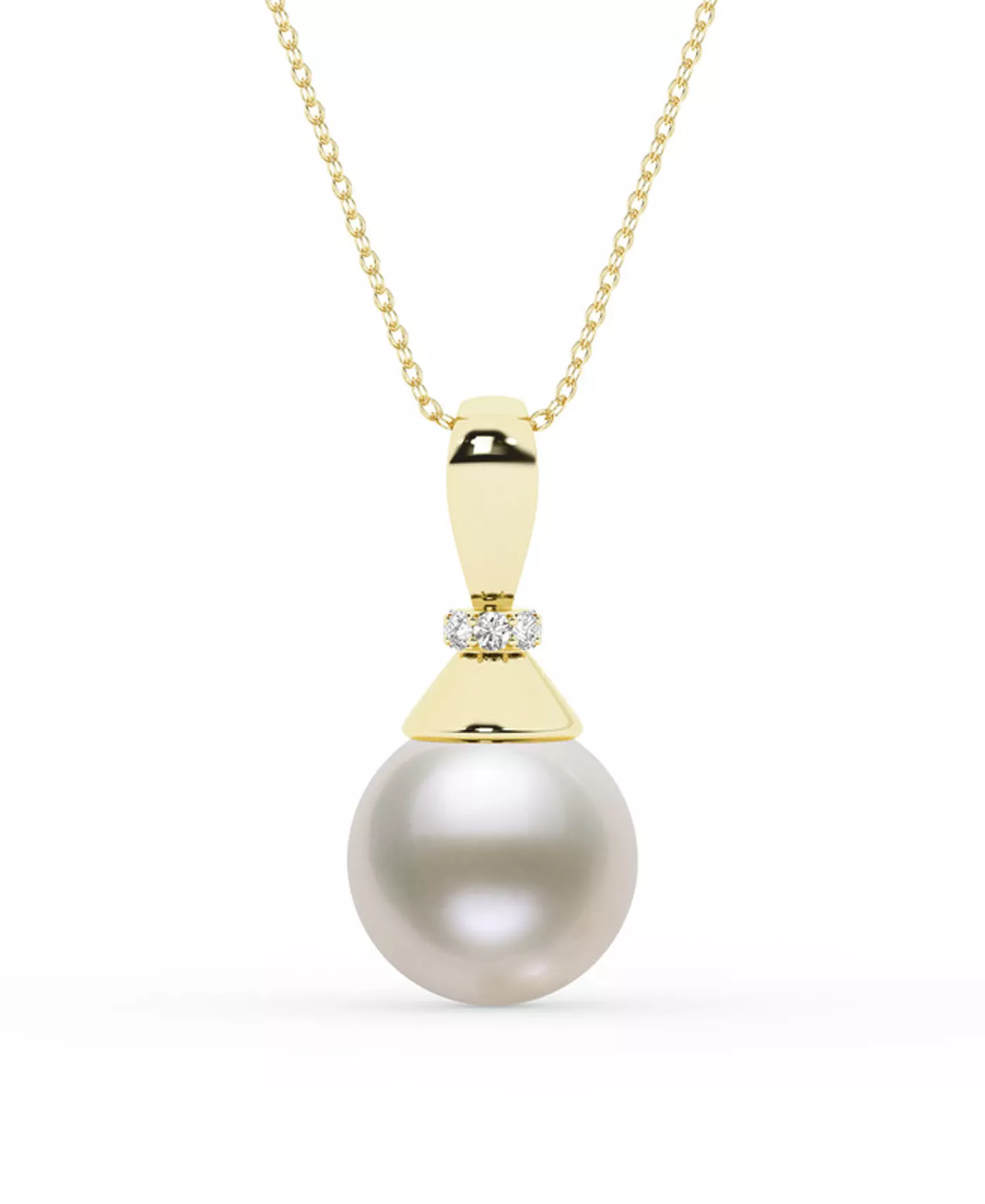 Sculpted Lab Diamond & Freshwater Pearl Necklace