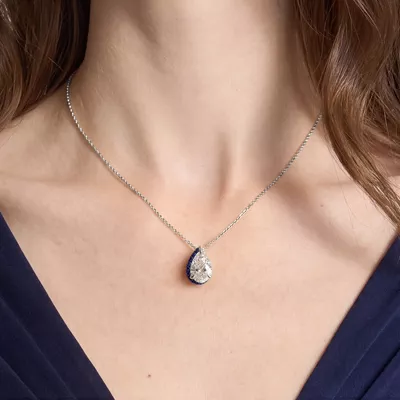 Lab Sapphire Sweep Pendant by Christian Siriano (3 ct. tw.)