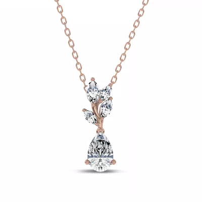 Hayden Curved Vine Pear Lab Diamond Necklace