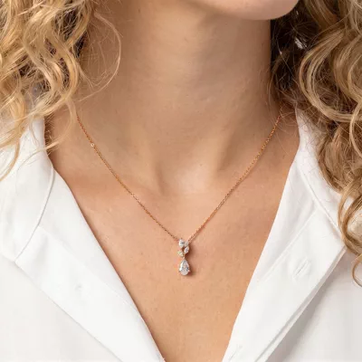 Hayden Curved Vine Pear Lab Diamond Necklace