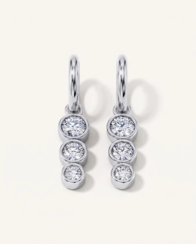 Bezel Triple Dangle Lab Diamond Huggie Earrings
