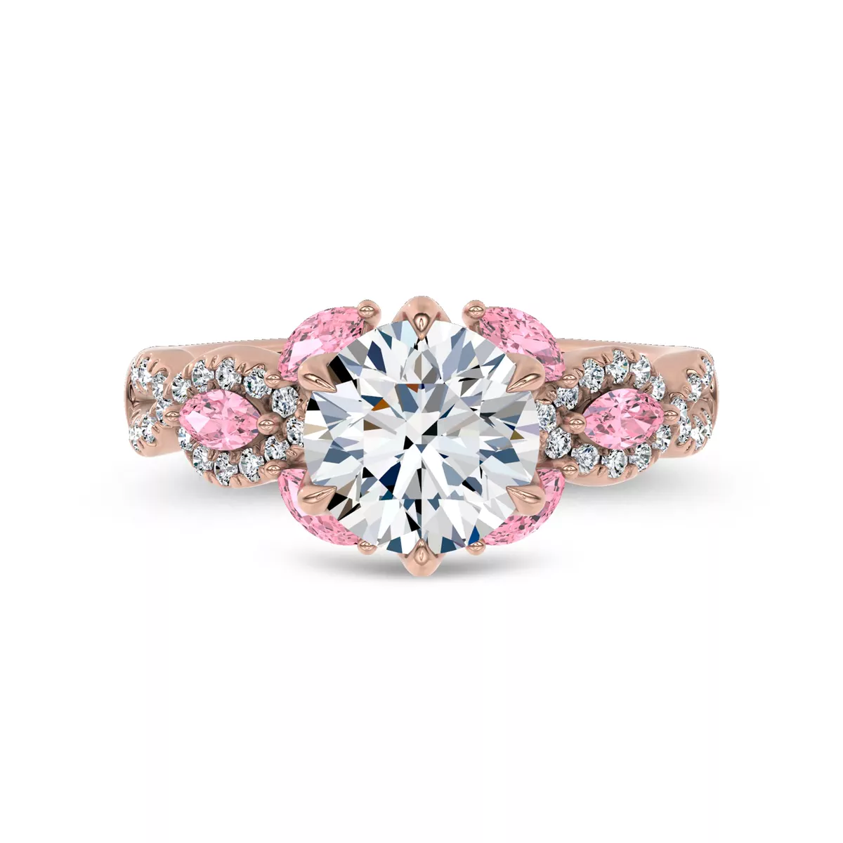 Valora Pavé Vine Lab Pink Sapphire Engagement Ring by Christian