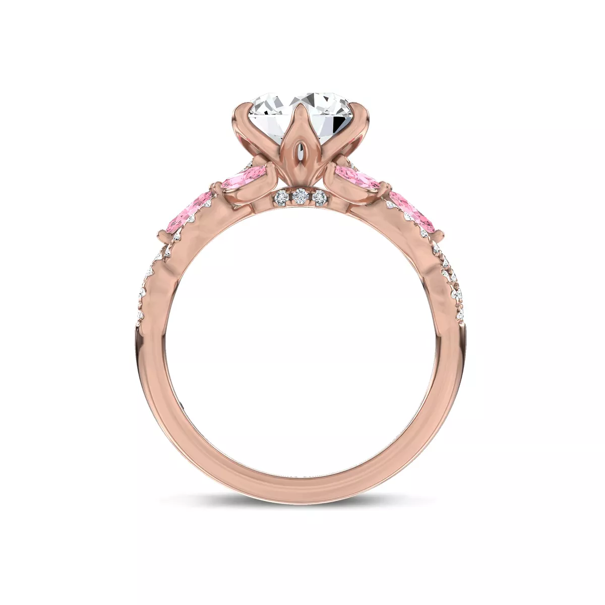 Valora Pavé Vine Lab Pink Sapphire Engagement Ring by Christian