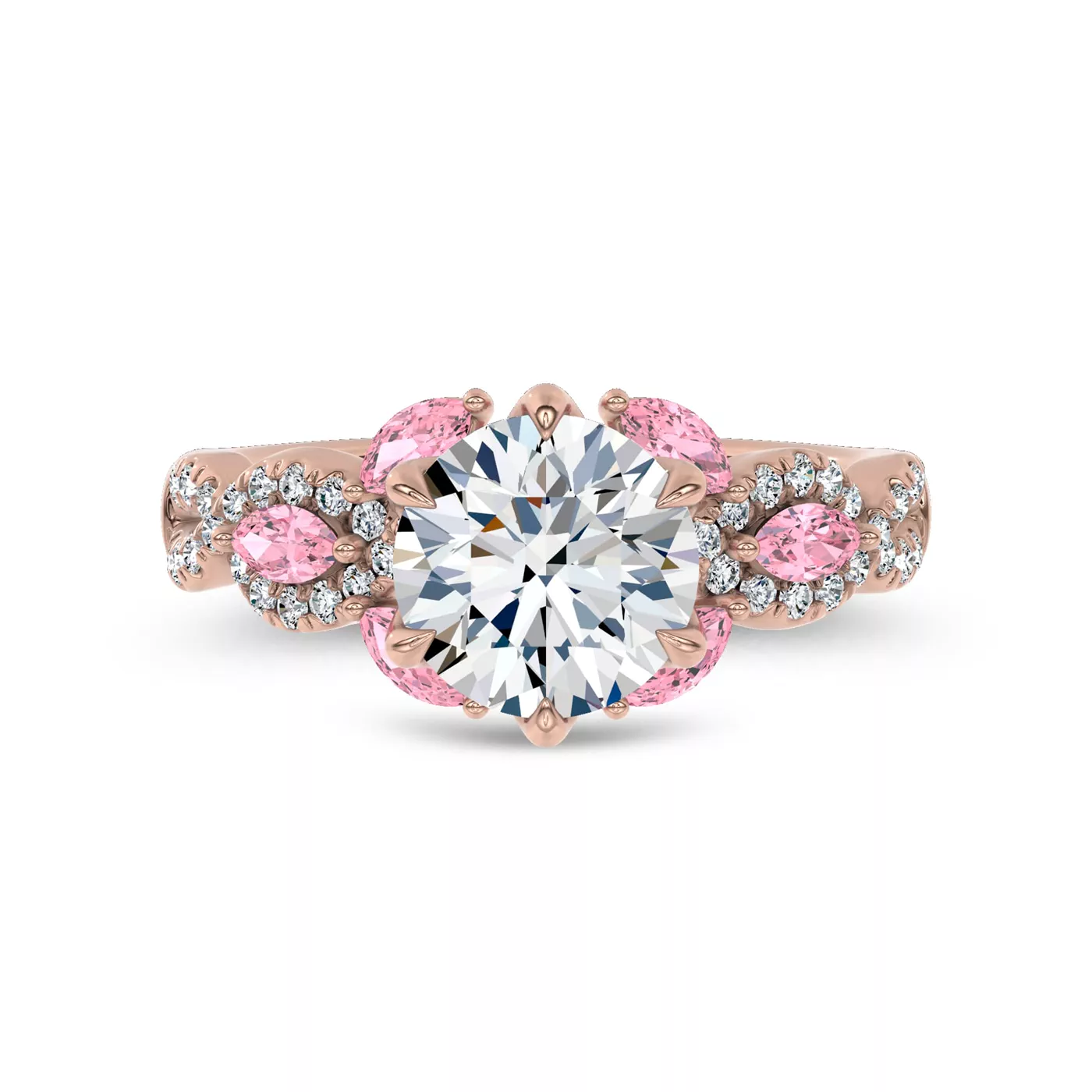 Valora Pavé Vine Lab Pink Sapphire Engagement Ring by Christian Siriano ...