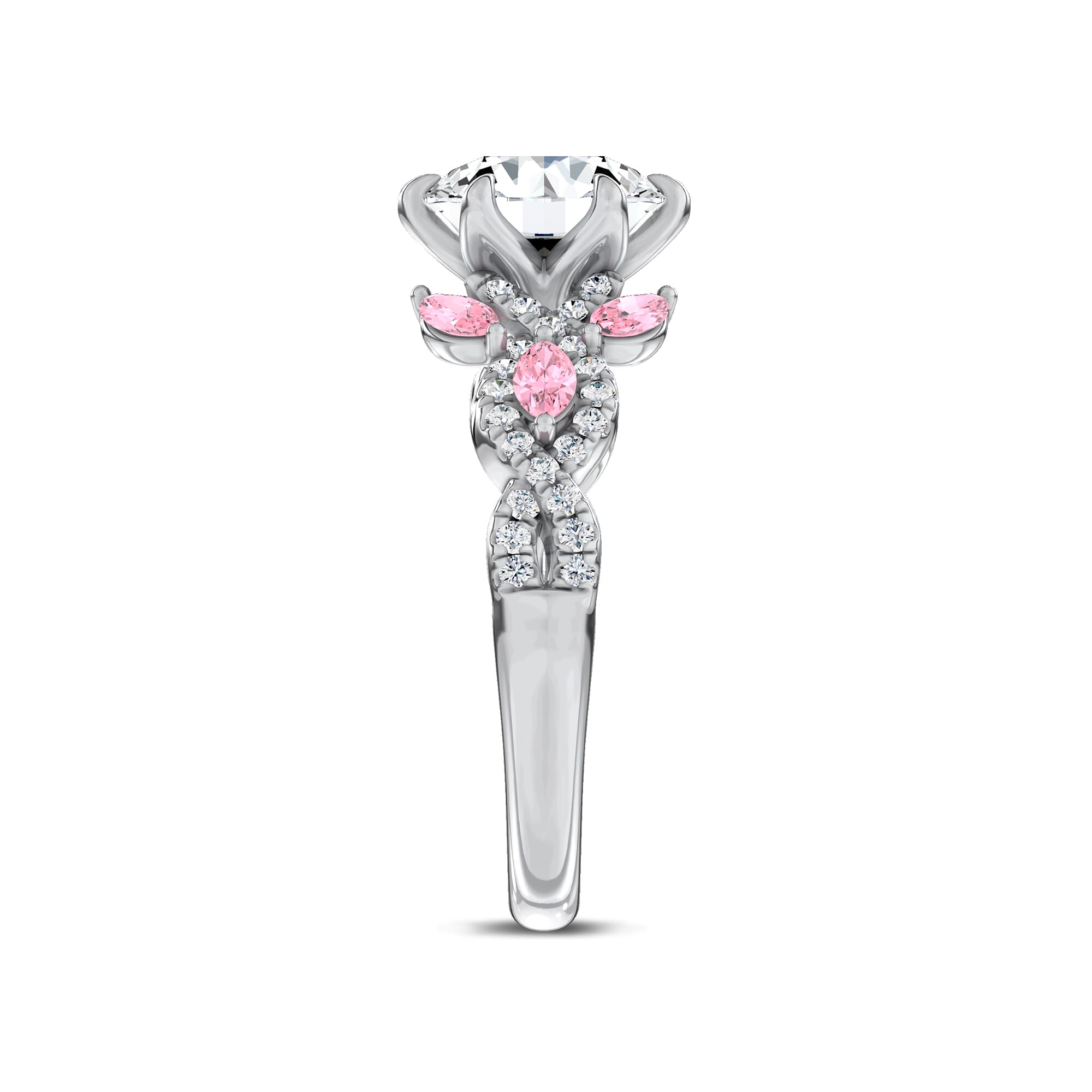 Valora Pavé Vine Lab Pink Sapphire Engagement Ring by Christian