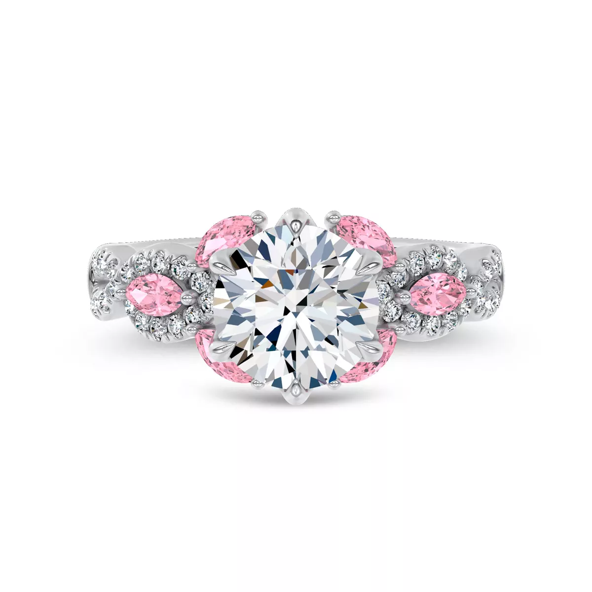 Valora Pavé Vine Lab Pink Sapphire Engagement Ring by Christian