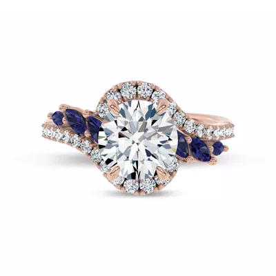 Envol Sapphire Accented Lab Engagement Ring by Christian Siriano