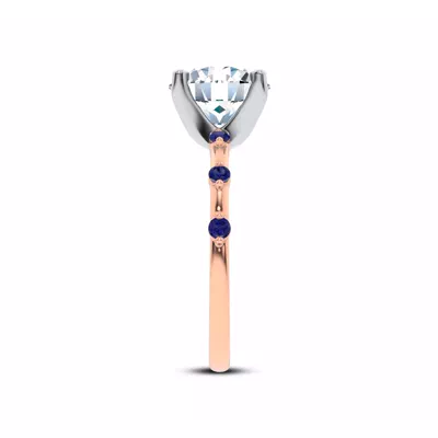 Starlight Spaced Blue Sapphire Engagement Ring