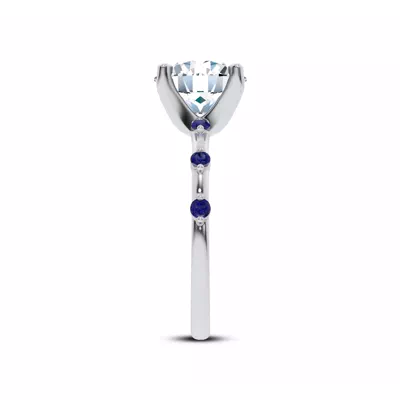 Starlight Spaced Blue Sapphire Engagement Ring