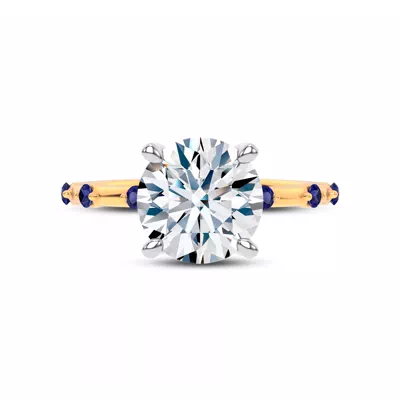 Starlight Spaced Blue Sapphire Engagement Ring