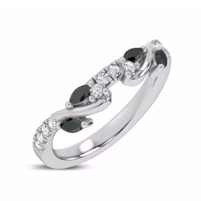 Hayden Curved Vine Black And White Diamond Band