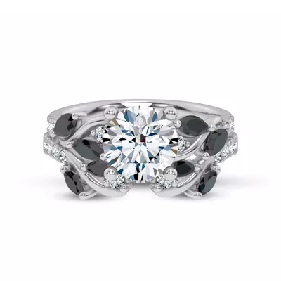 Hayden Curved Vine Black And White Diamond Band
