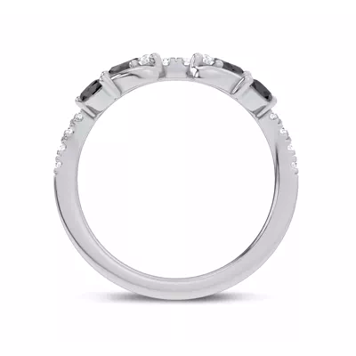 Hayden Curved Vine Black And White Diamond Band