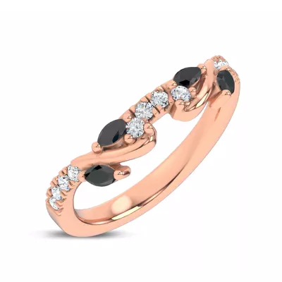 Hayden Curved Vine Black And White Diamond Band