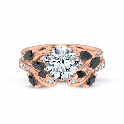 Hayden Curved Vine Black And White Diamond Band