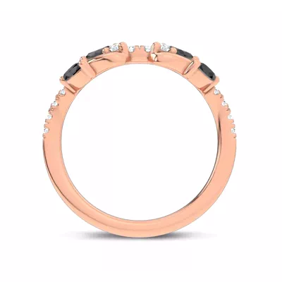 Hayden Curved Vine Black And White Diamond Band