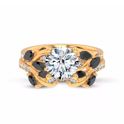 Hayden Curved Vine Black And White Diamond Band