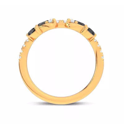 Hayden Curved Vine Black And White Diamond Band