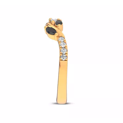 Hayden Curved Vine Black And White Diamond Band