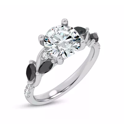 Hayden Curved Vine Black And White Diamond Engagement Ring