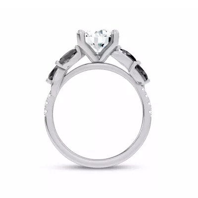 Hayden Curved Vine Black And White Diamond Engagement Ring