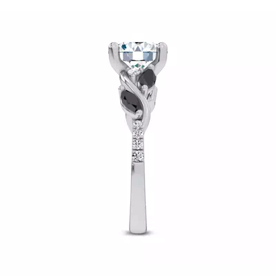 Hayden Curved Vine Black And White Diamond Engagement Ring