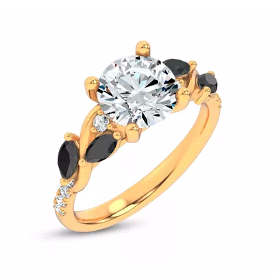 Hayden Curved Vine Black And White Diamond Engagement Ring