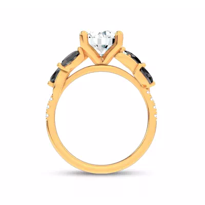 Hayden Curved Vine Black And White Diamond Engagement Ring