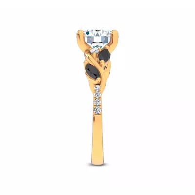 Hayden Curved Vine Black And White Diamond Engagement Ring