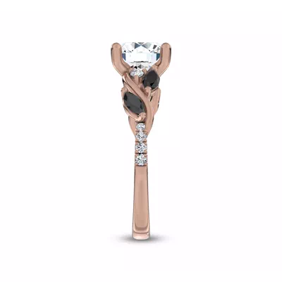 Hayden Curved Vine Black And White Diamond Engagement Ring