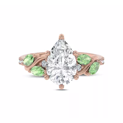 Hayden Curved Vine Tsavorite And Diamond Engagement Ring