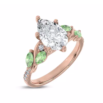 Hayden Curved Vine Tsavorite And Diamond Engagement Ring