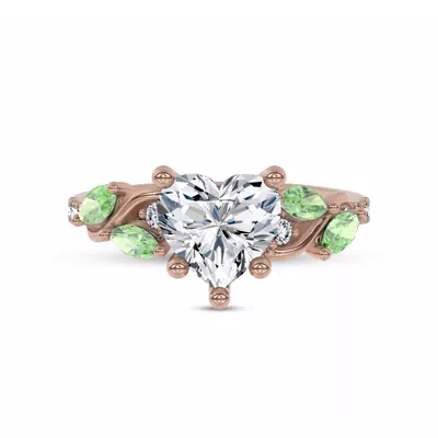 Hayden Curved Vine Tsavorite And Diamond Engagement Ring
